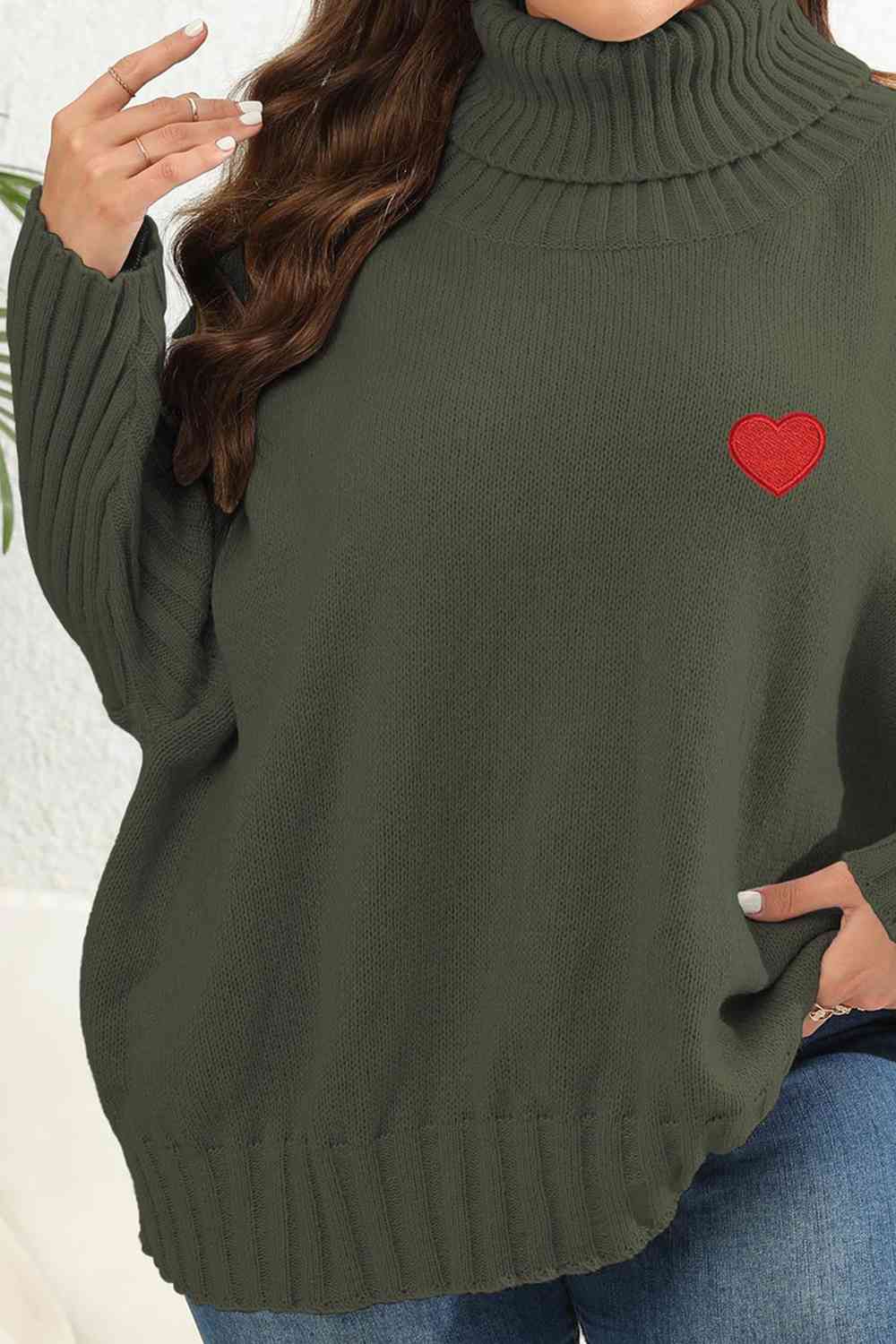 Plus Size Turtle Neck Long Sleeve Sweater - lolaluxeshop