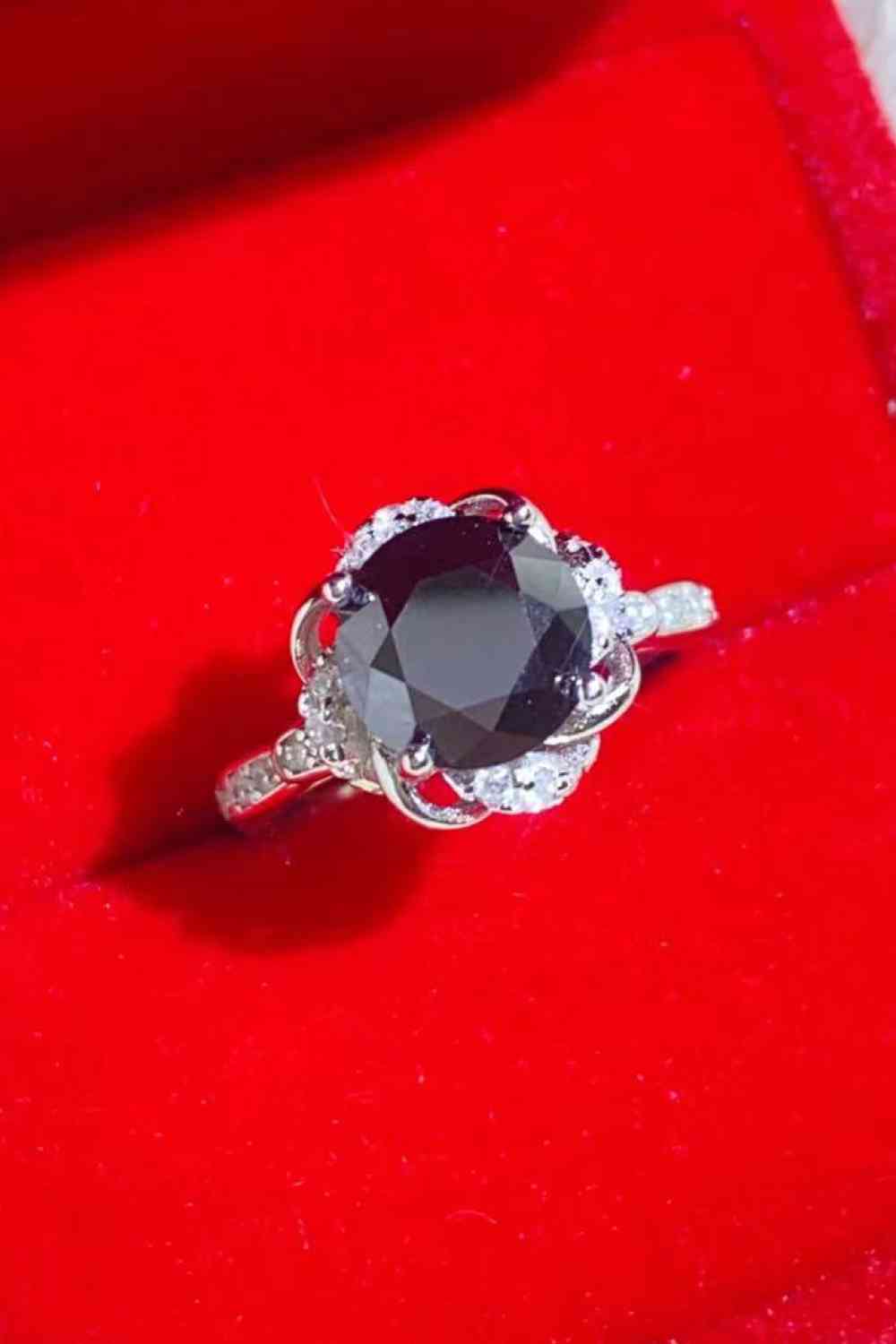 2 Carat Black Moissanite Floral Ring - lolaluxeshop