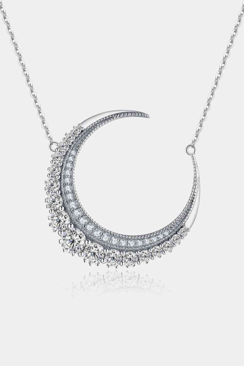 1.8 Carat Moissanite Crescent Moon Shape Pendant Necklace - lolaluxeshop