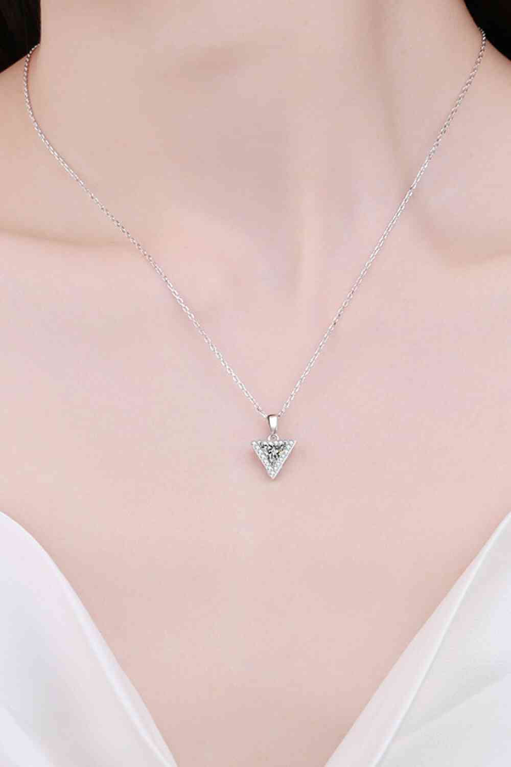 925 Sterling Silver Triangle Moissanite Pendant Necklace - lolaluxeshop