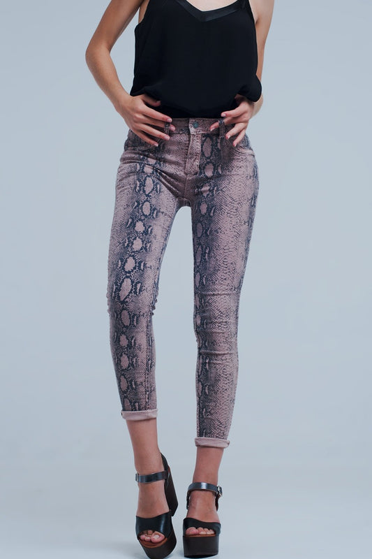 Reversible Animal Print Pink Jeans - LOLA LUXE