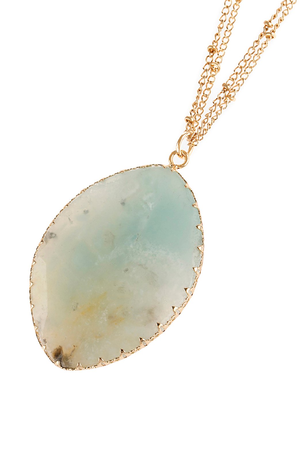 Natural Stone Wrap Oval Pendant Chain Necklace - LOLA LUXE