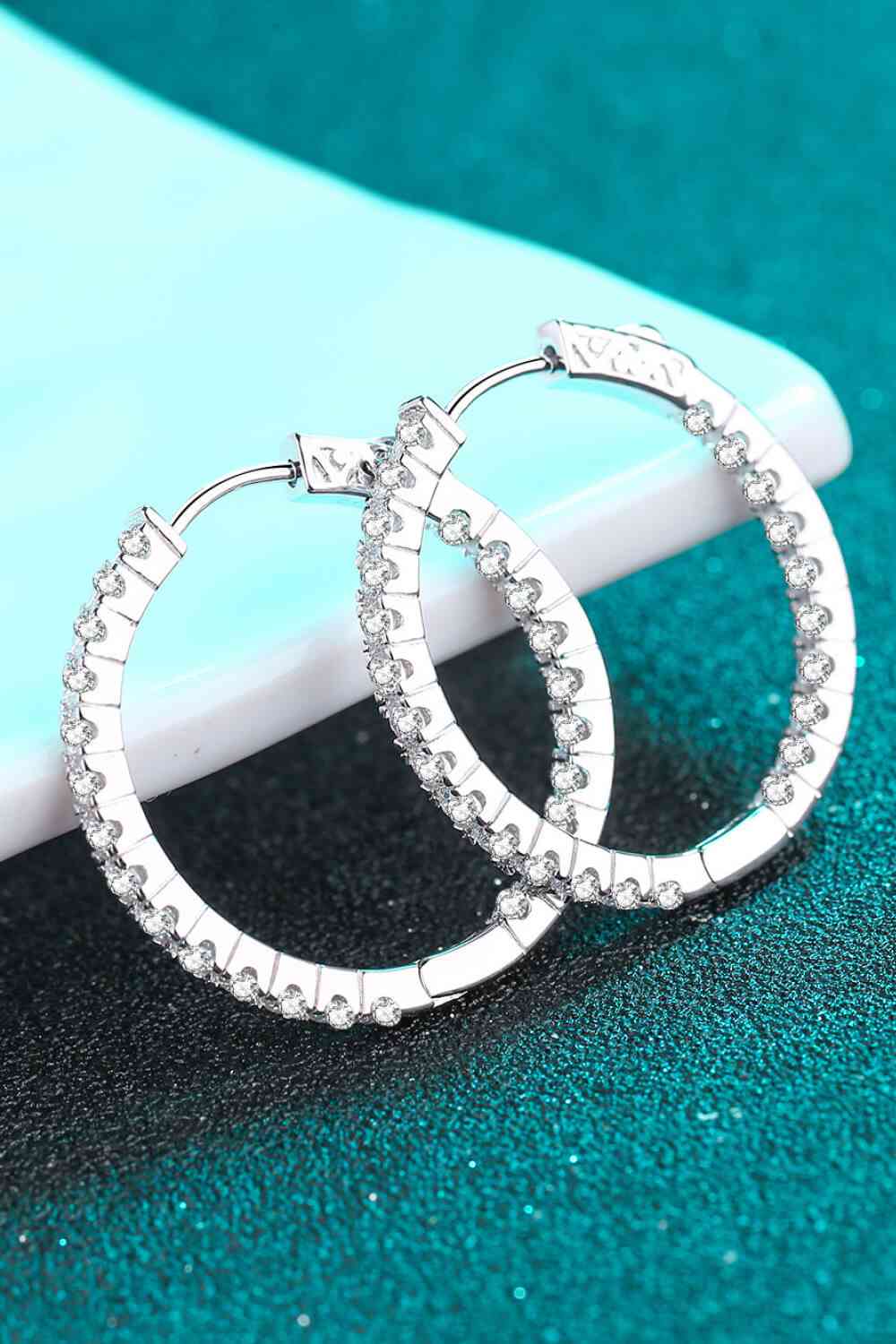 Moissanite Rhodium-Plated Hoop Earrings - lolaluxeshop