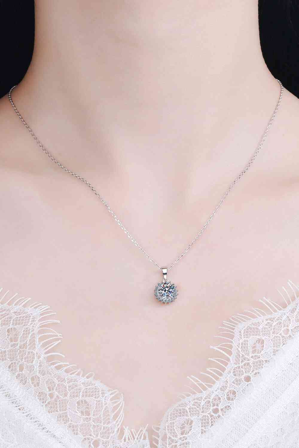 925 Sterling Silver Moissanite Pendant Necklace - lolaluxeshop