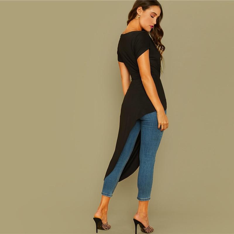 Black Off Shoulder Twist Front Asymmetrical Hem Bardot Top - LOLA LUXE