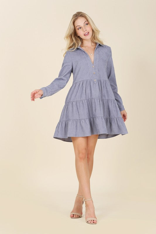 Corduroy tiered dress - LOLA LUXE