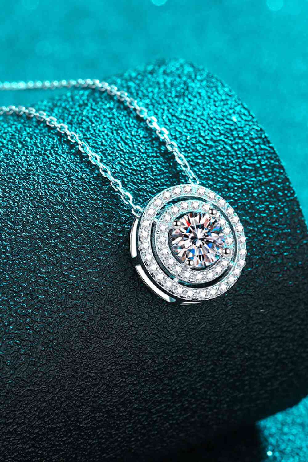 Moissanite Round Pendant Rhodium-Plated Necklace - lolaluxeshop