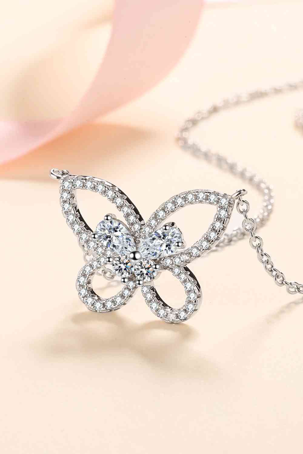 Moissanite Butterfly Pendant Necklace - lolaluxeshop