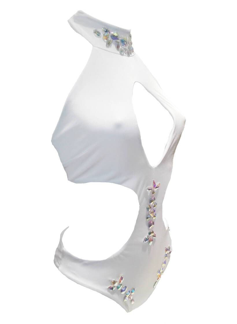 Malibu Rhinestone One Piece - White - LOLA LUXE