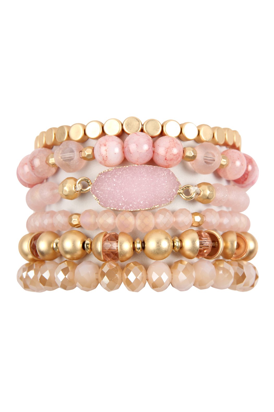 Hdb2739 - Multi Line Druzy Stone Charm Bracelet - LOLA LUXE