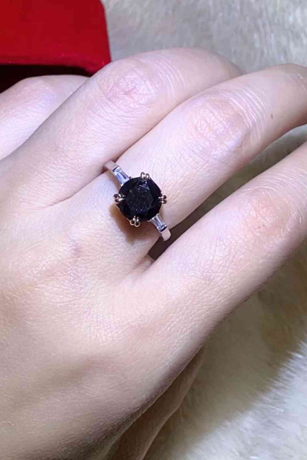 2 Carat Black Moissanite Platinum-Plated Ring - lolaluxeshop