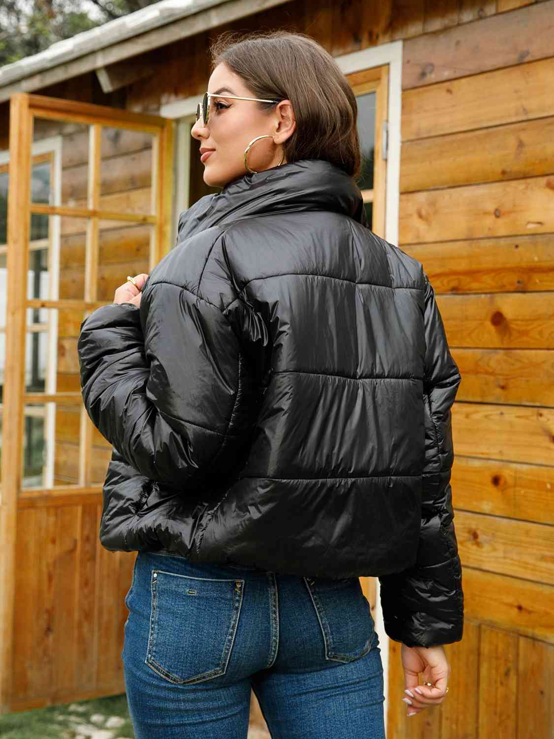 Zip-Up High Neck Puffer Jacket - lolaluxeshop