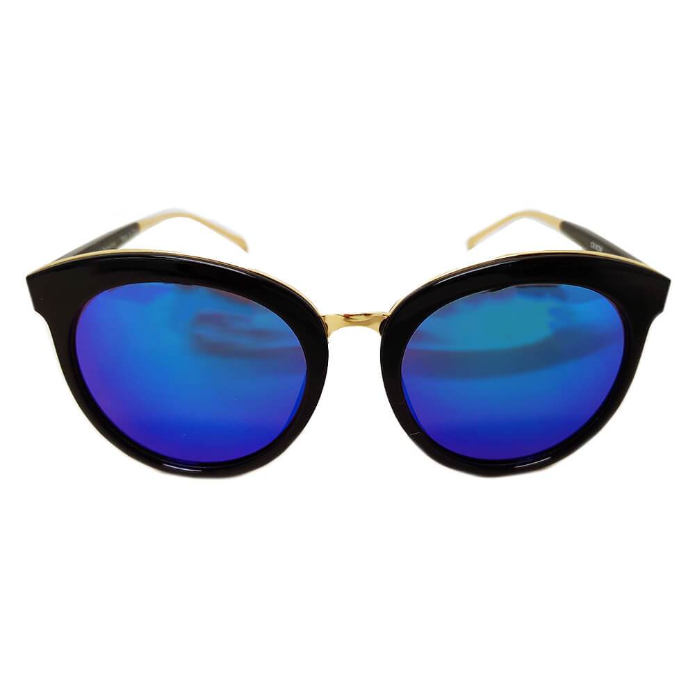 NORTH | Women's Oversized Round Mirrored Lens Horned Rim Sunglasses - lolaluxeshop