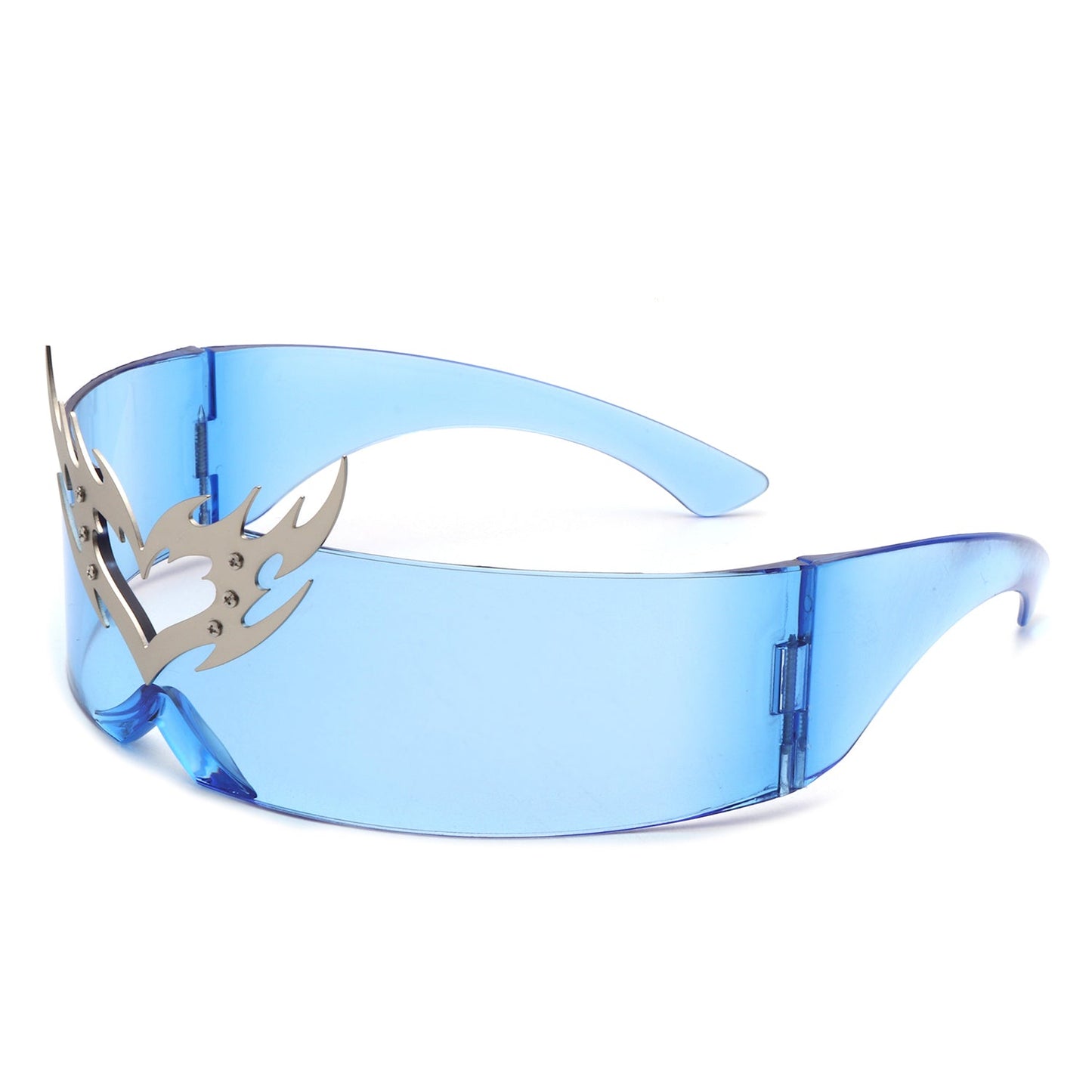 Emberlynn - Futuristic Cyclops Wraparound Shield Translucent Crown Sunglasses - lolaluxeshop