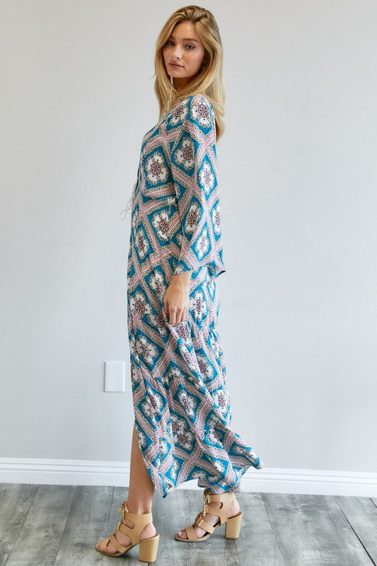 PRINTED LONG SLEEVE LOOSE KIMONO - LOLA LUXE