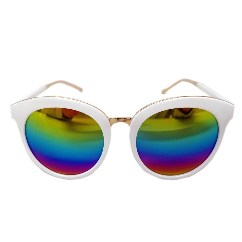 NORTH | Women's Oversized Round Mirrored Lens Horned Rim Sunglasses - lolaluxeshop