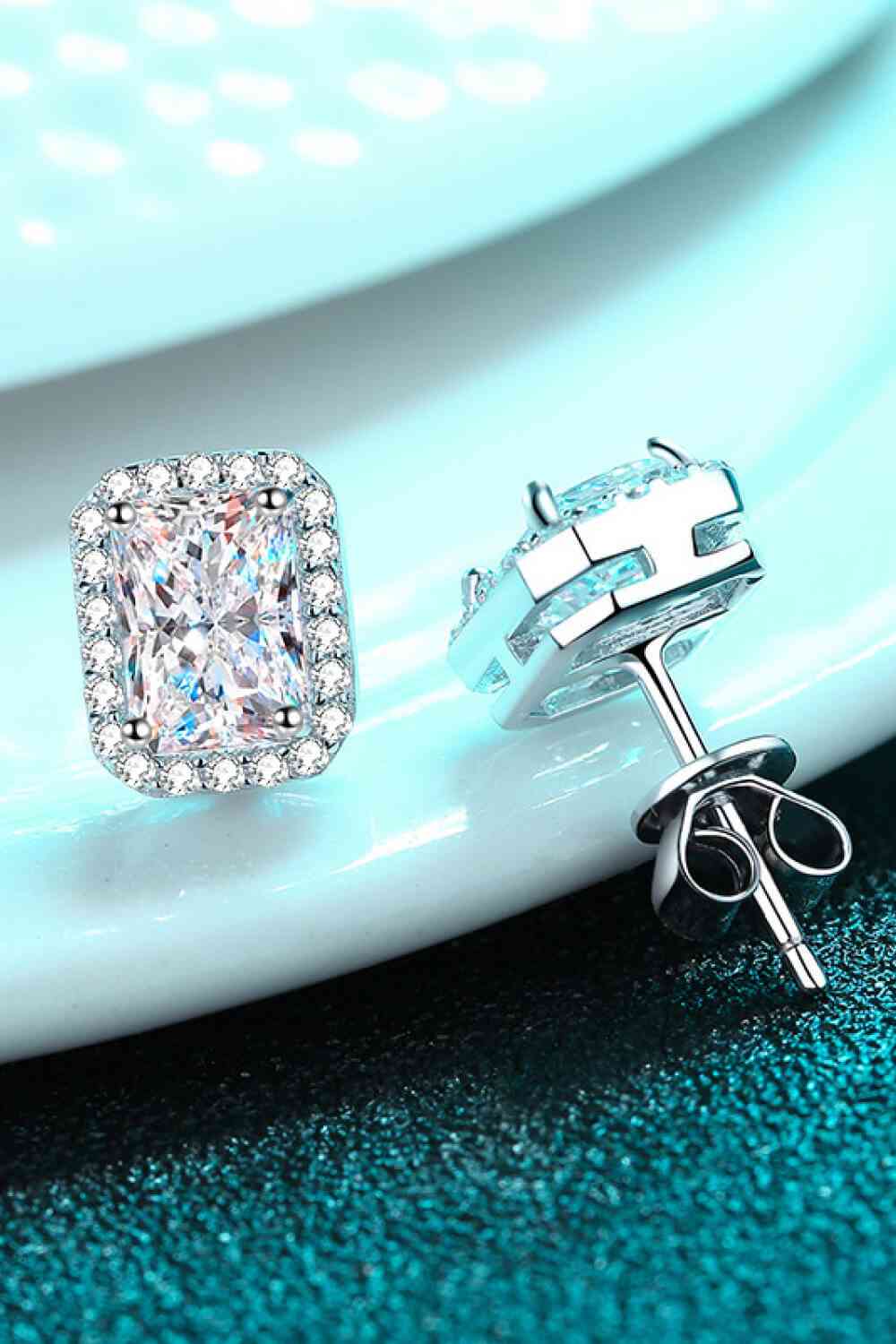 Adored 1 Carat Moissanite Rhodium-Plated Square Stud Earrings - lolaluxeshop