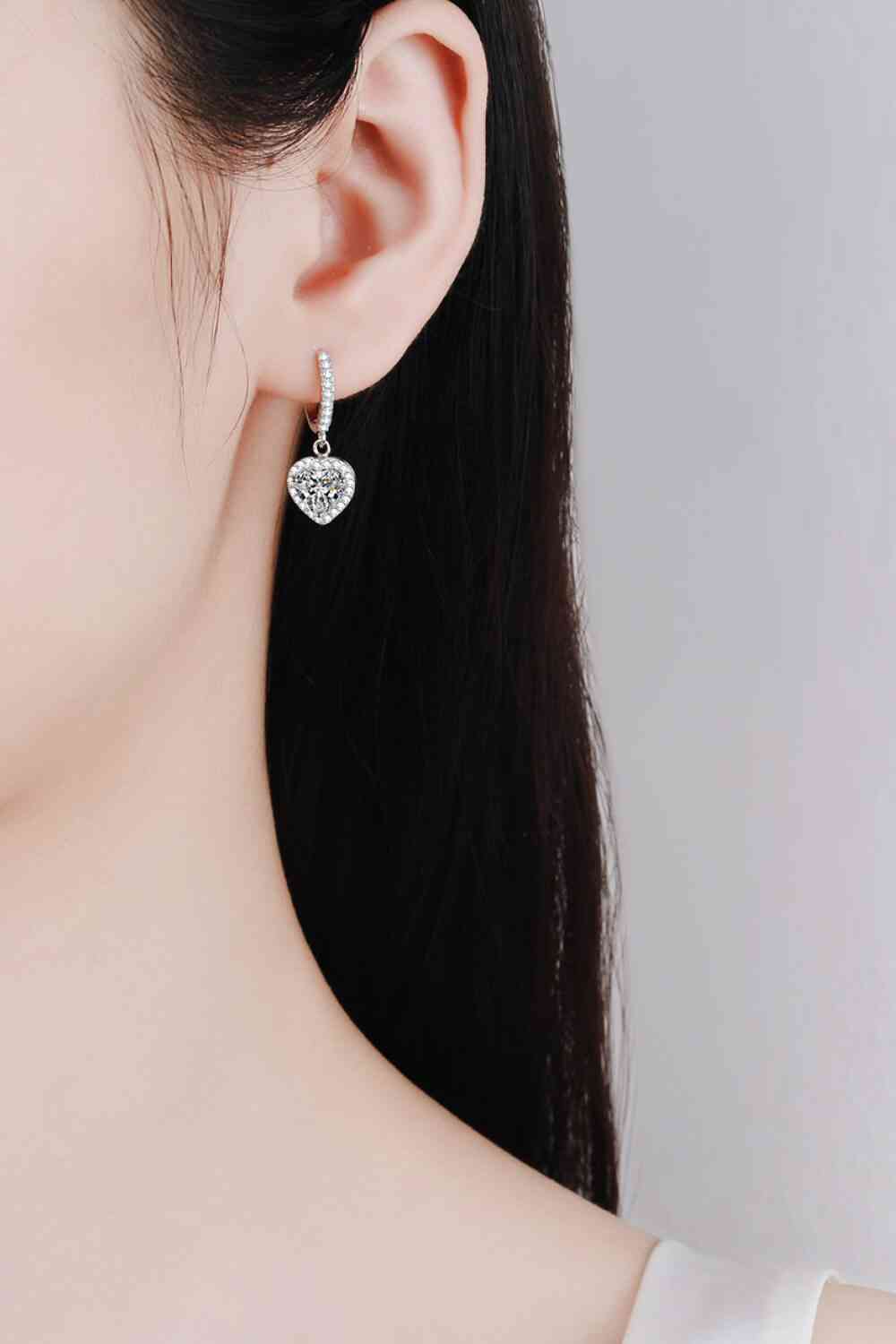 Moissanite Heart-Shaped Drop Earrings - lolaluxeshop