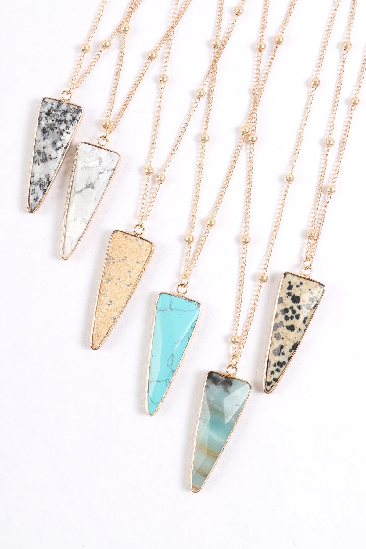 Hdn3119 - Arrowhead Shape Stone Pendant Necklace - LOLA LUXE