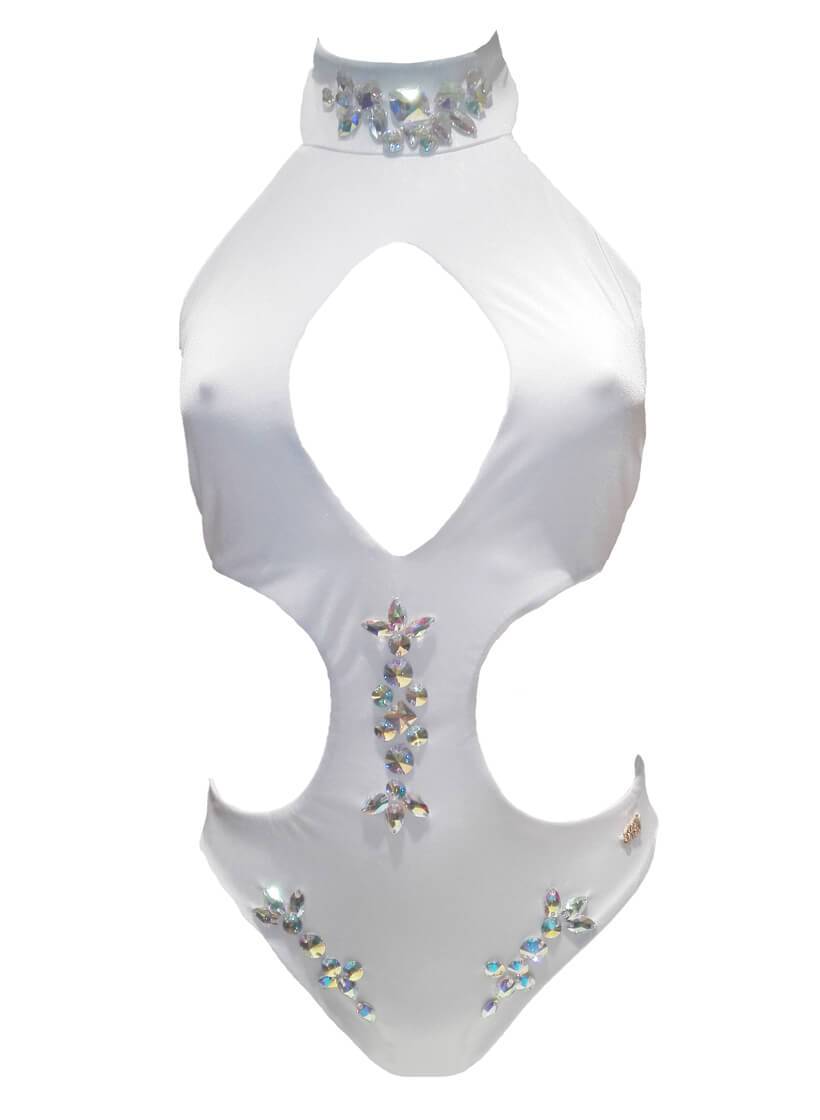 Malibu Rhinestone One Piece - White - LOLA LUXE