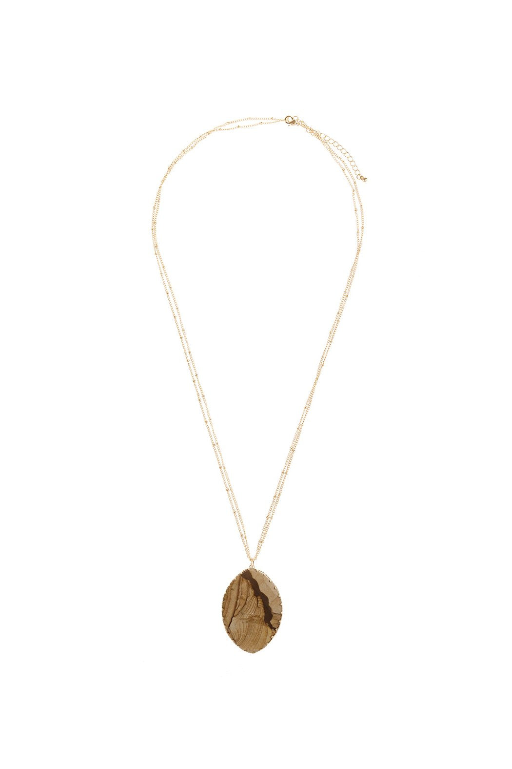 Natural Stone Wrap Oval Pendant Chain Necklace - LOLA LUXE