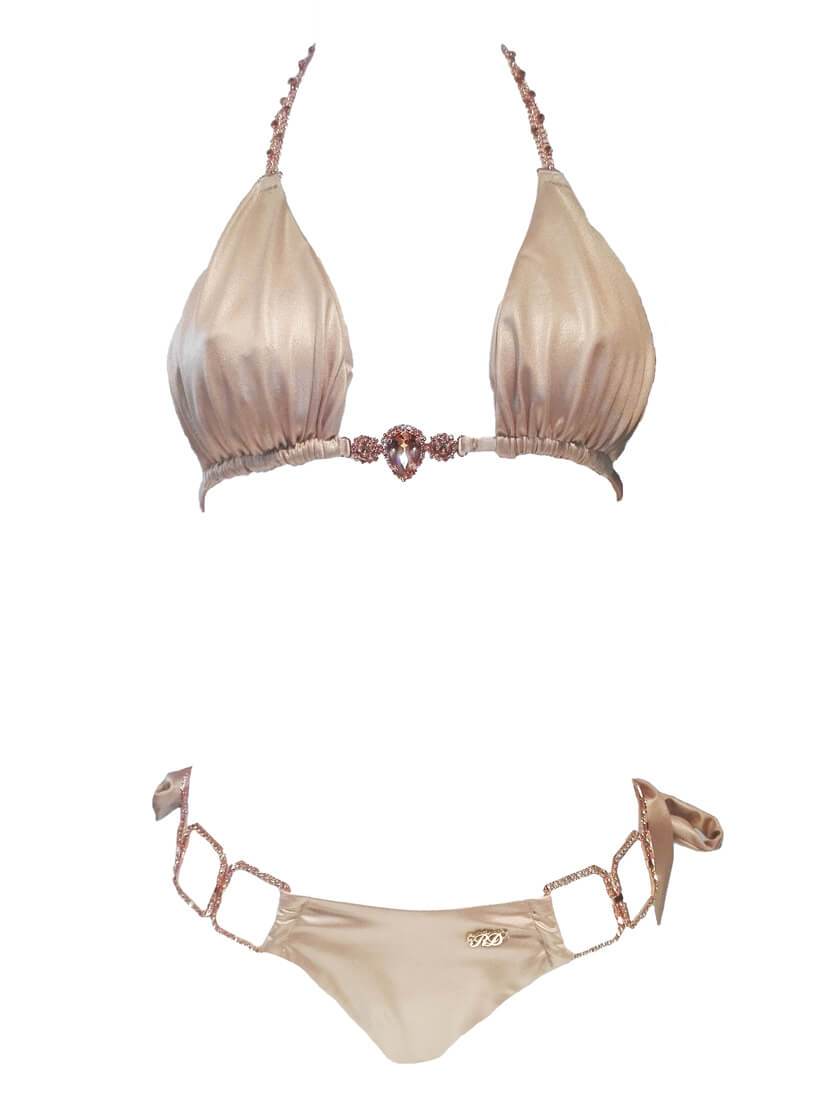 Tessa Triangle Top & Tie Side Bottom - Gold - LOLA LUXE