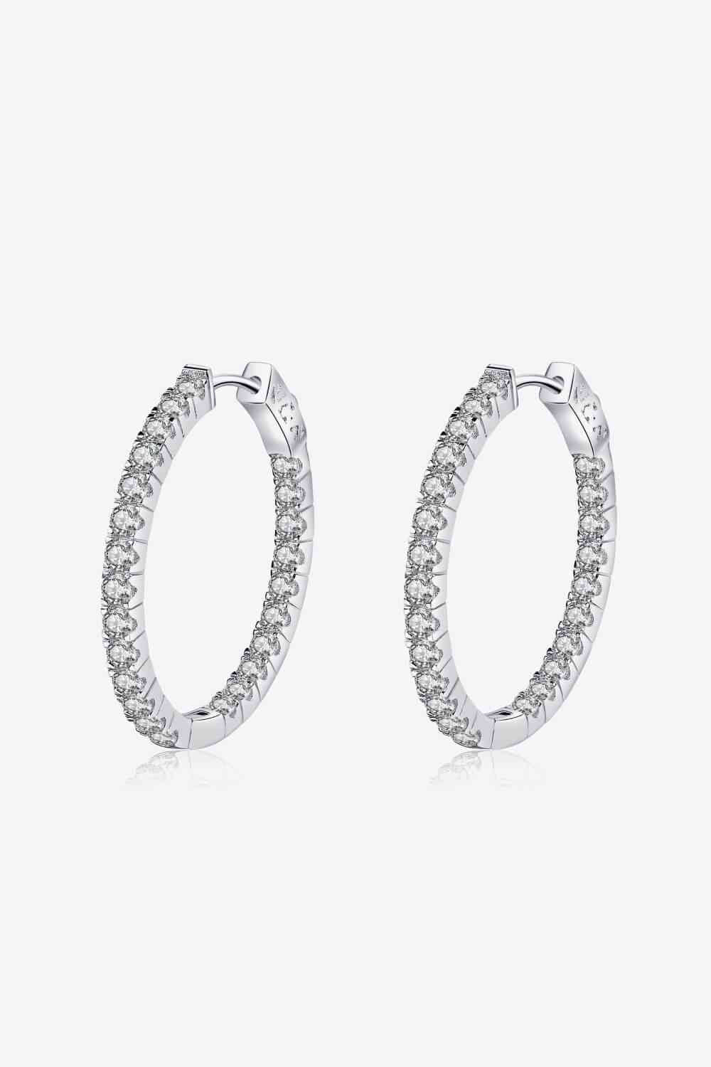 Moissanite Rhodium-Plated Hoop Earrings - lolaluxeshop