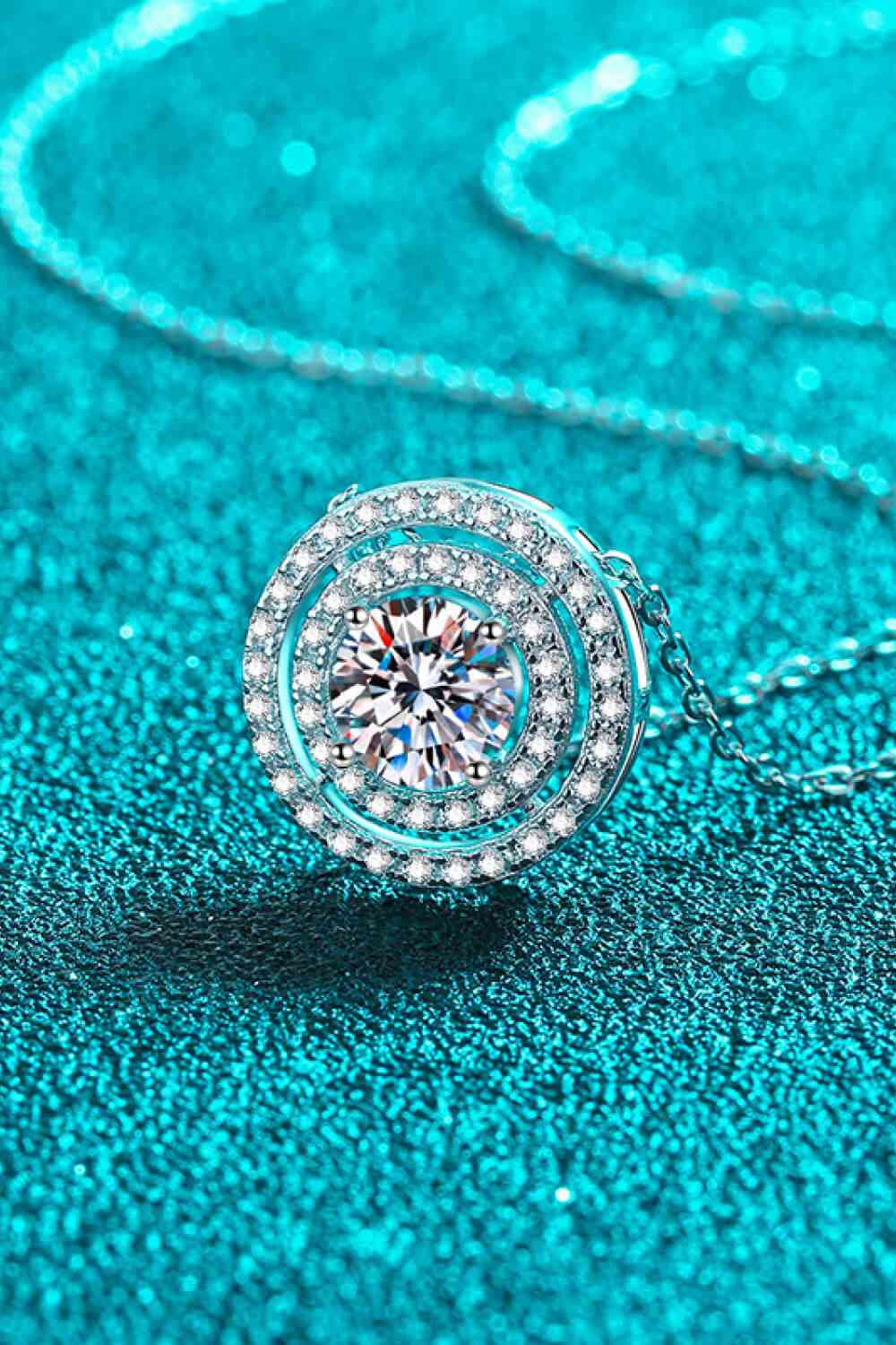 Moissanite Round Pendant Rhodium-Plated Necklace - lolaluxeshop