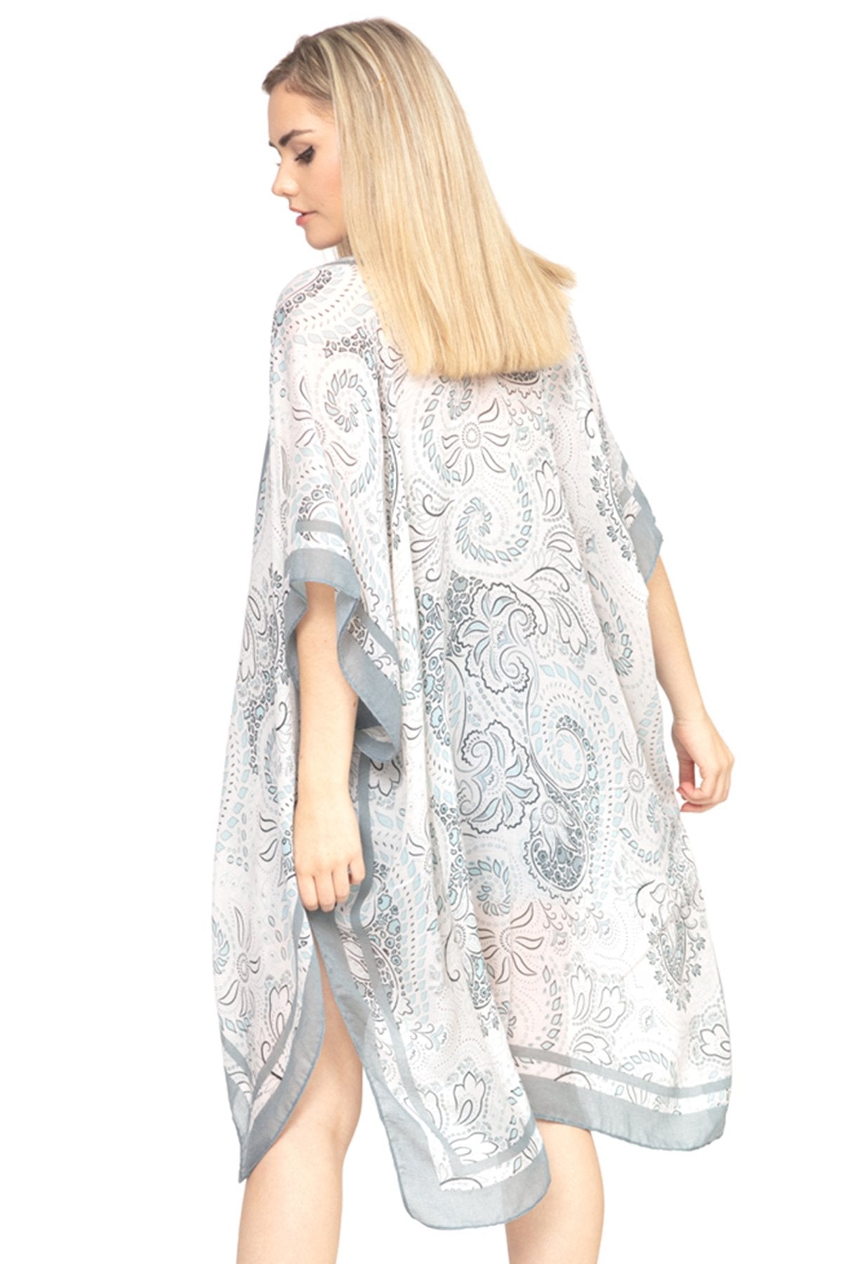 Ms0177sg - Sage Bohemian Print Kimono - LOLA LUXE