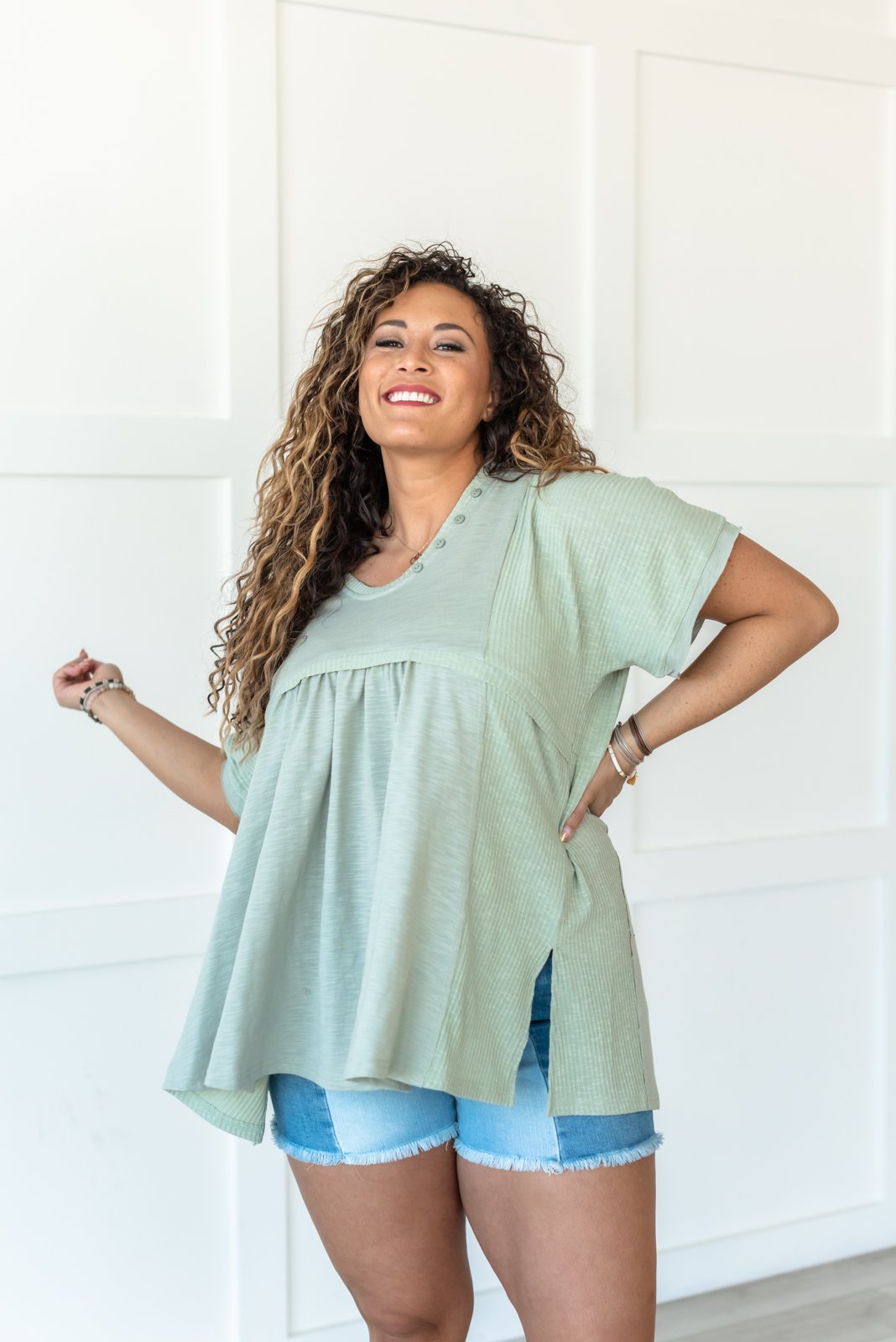 Focus on the Good Button Top - LOLA LUXE