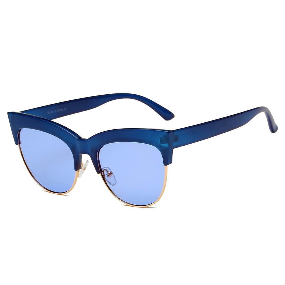 HENRIETTA | Women Half Frame Round Cat Eye Sunglasses - lolaluxeshop