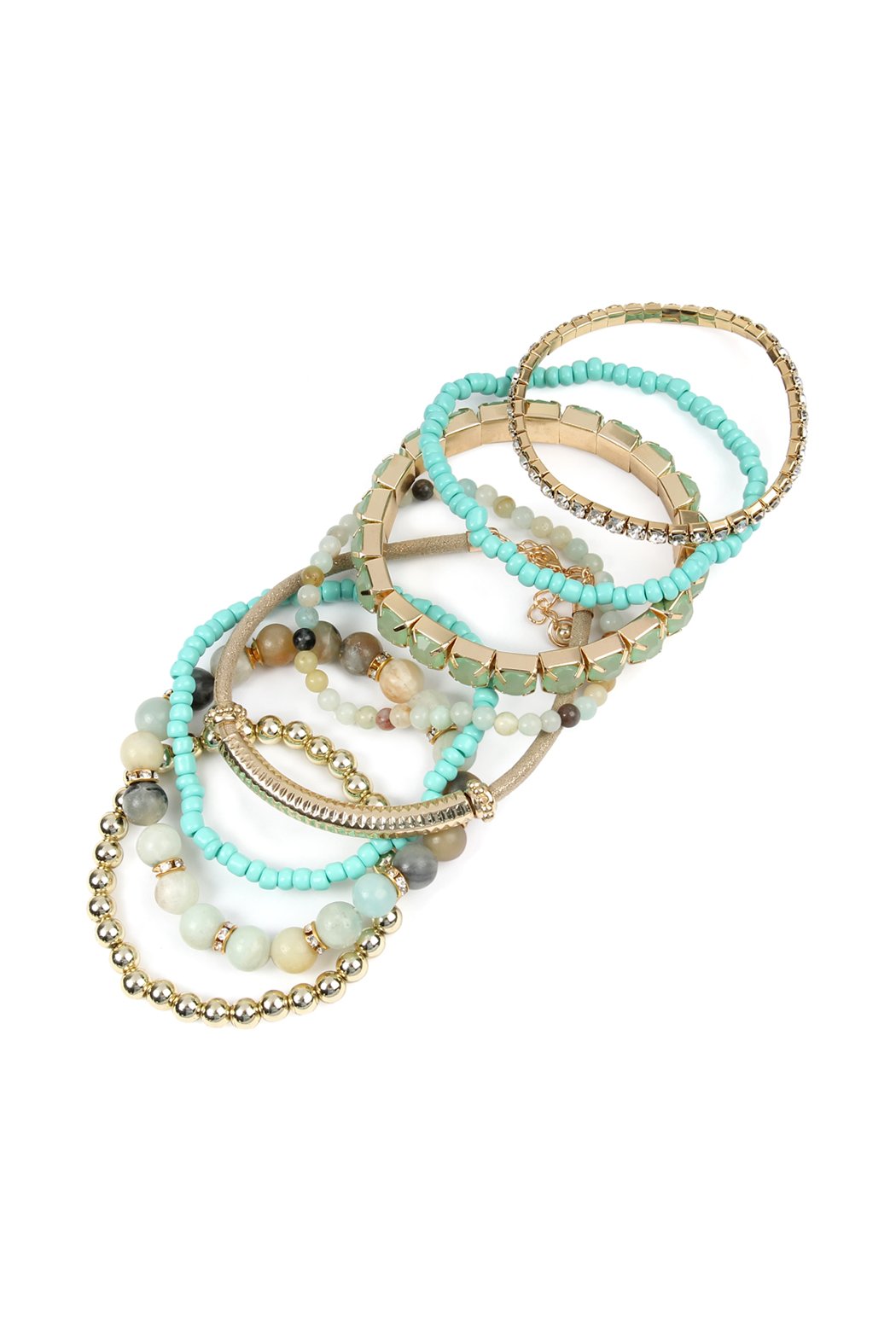 Hdb2269 - Plus Size Stackable Beads Bracelet Set - LOLA LUXE