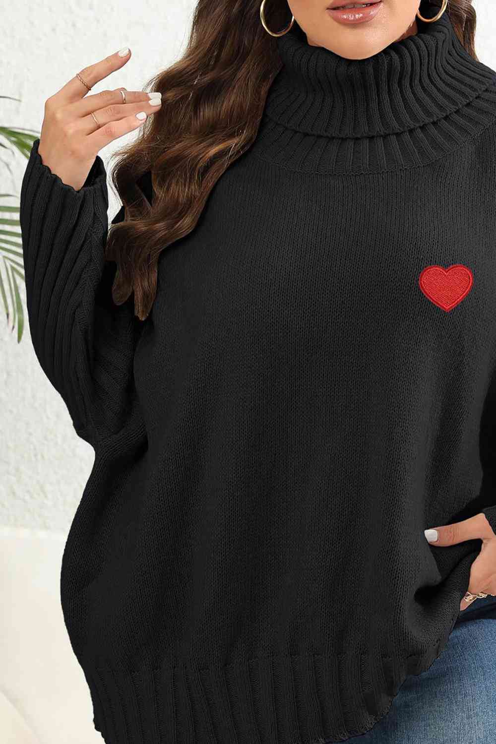 Plus Size Turtle Neck Long Sleeve Sweater - lolaluxeshop