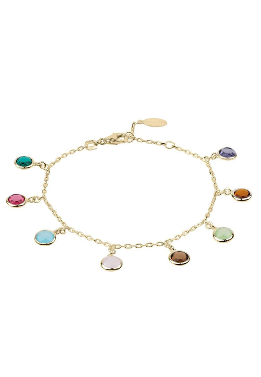 Florence Multi Coloured Gemstone Bracelet Gold - lolaluxeshop