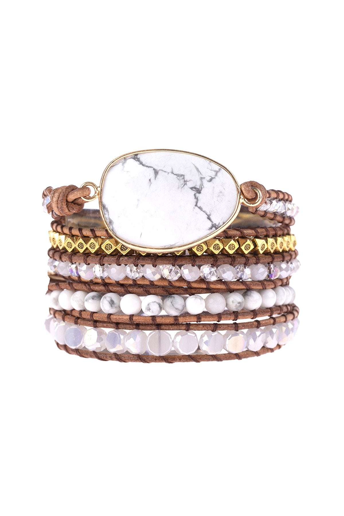 Hdb3031 - Natural Stone Charm Multibeads Bracelet - LOLA LUXE