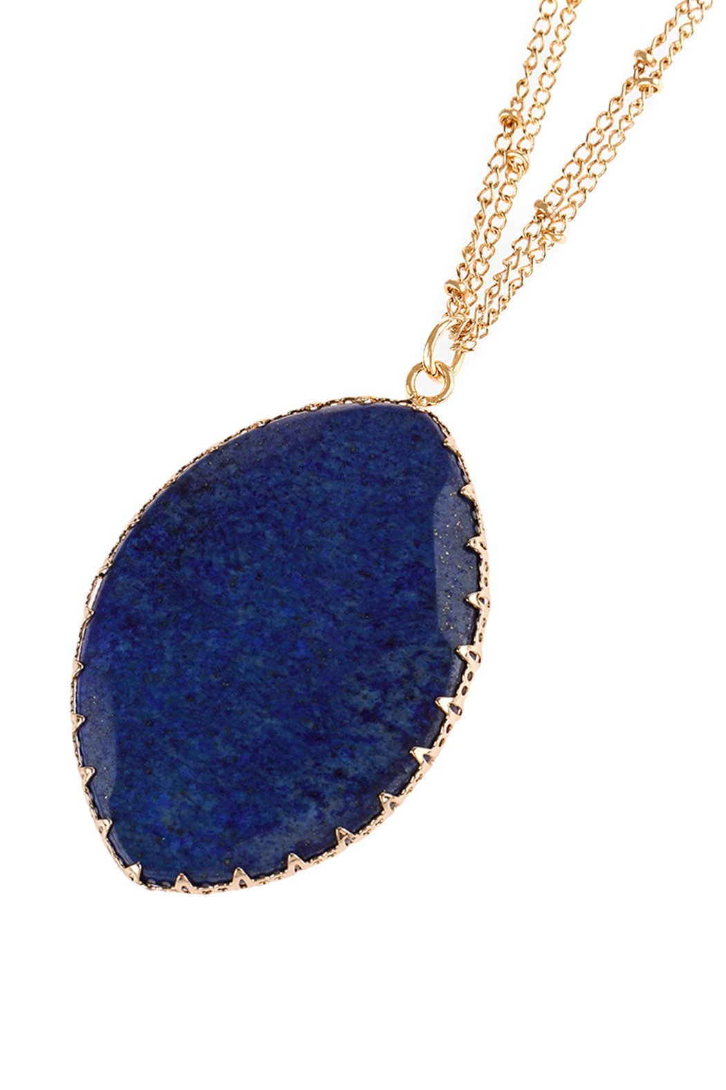 Natural Stone Wrap Oval Pendant Chain Necklace - LOLA LUXE