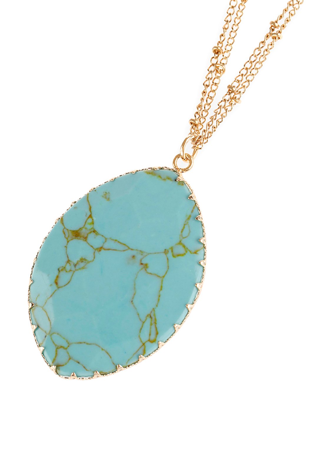 Natural Stone Wrap Oval Pendant Chain Necklace - LOLA LUXE