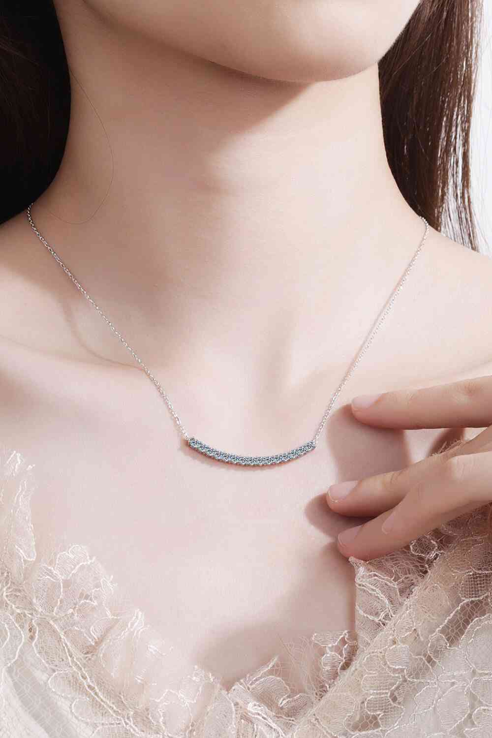 Sterling Silver Curved Bar Necklace - lolaluxeshop