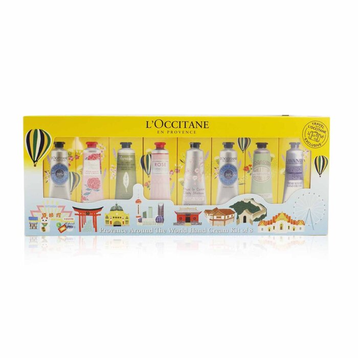 l'OCCITANE - Provence Around the World Hand Cream Kit of 8: (2xShea Butter + 1x Rose, Cherry Blossom, Lavender, Peony, Almond, V - LOLA LUXE