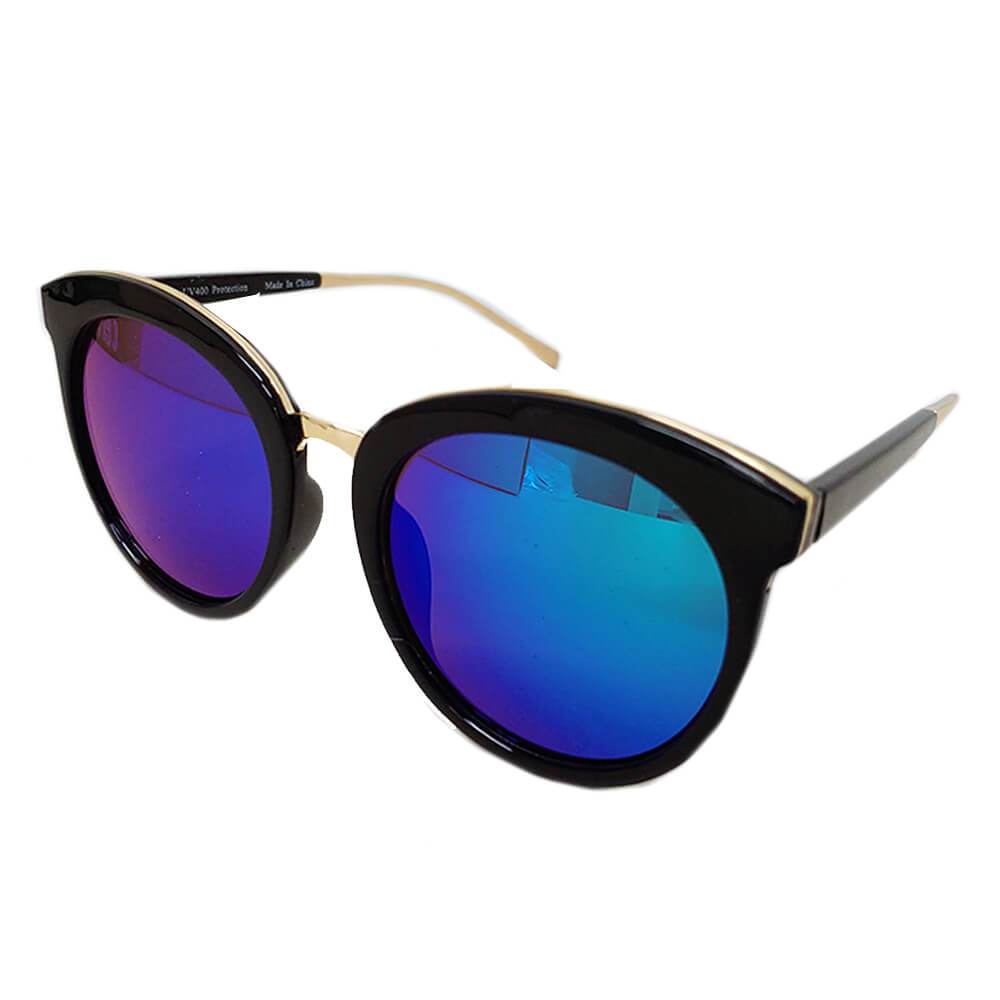 NORTH | Women's Oversized Round Mirrored Lens Horned Rim Sunglasses - lolaluxeshop