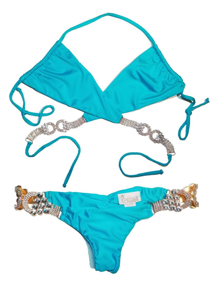 Gina Wrap Top & Skimpy Bottom - Turquoise - LOLA LUXE