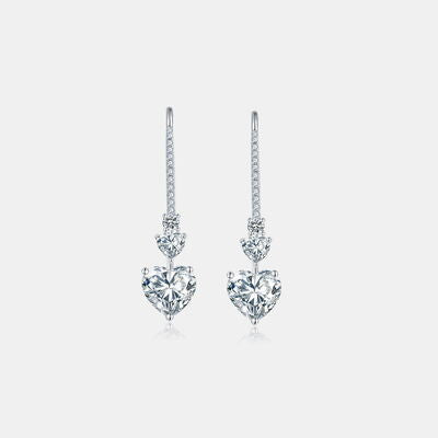 5.44 Carat 925 Sterling Silver Moissanite Heart Drop Earrings - lolaluxeshop