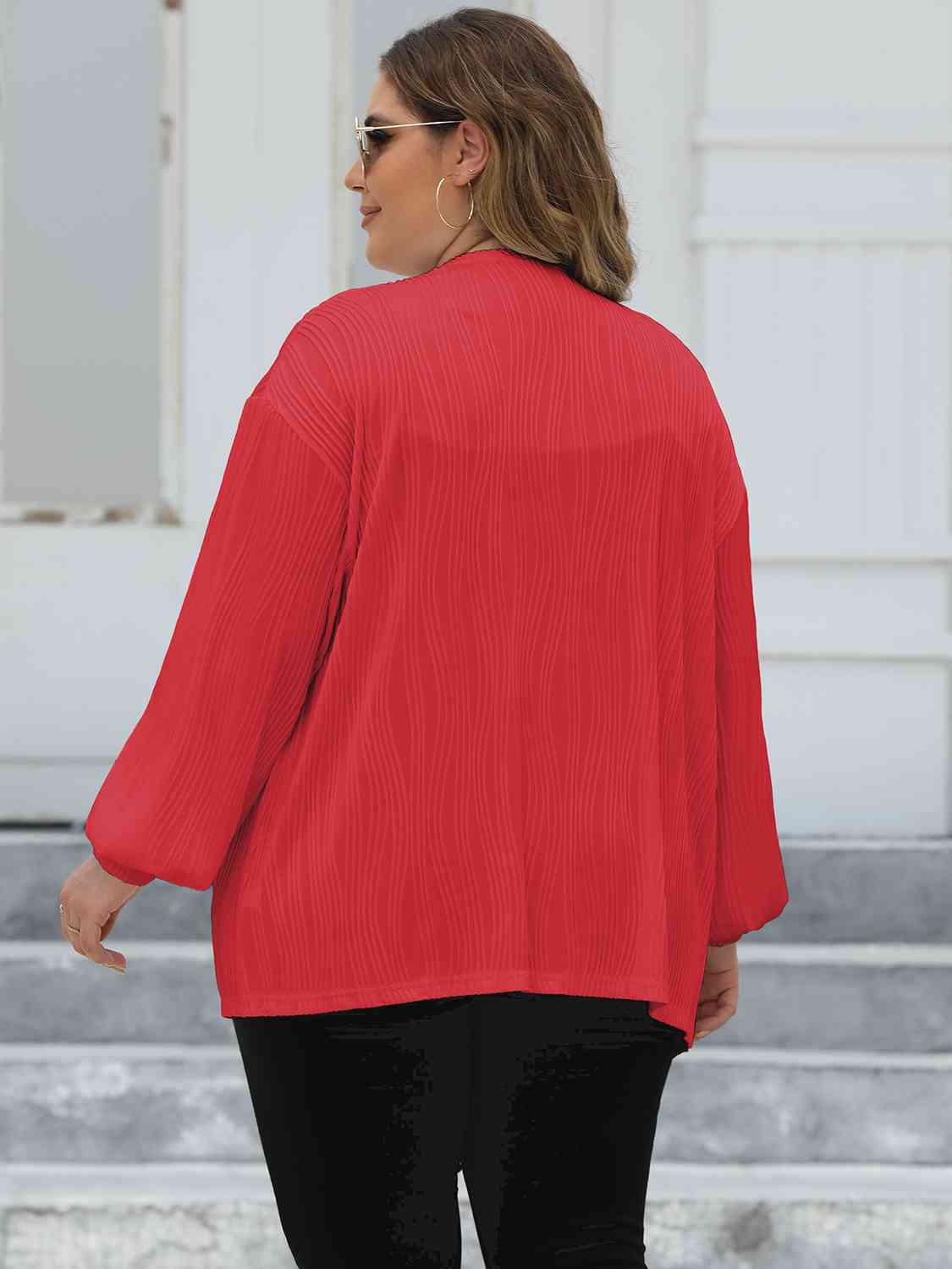 Plus Size Open Front Long Sleeve Cardigan - lolaluxeshop