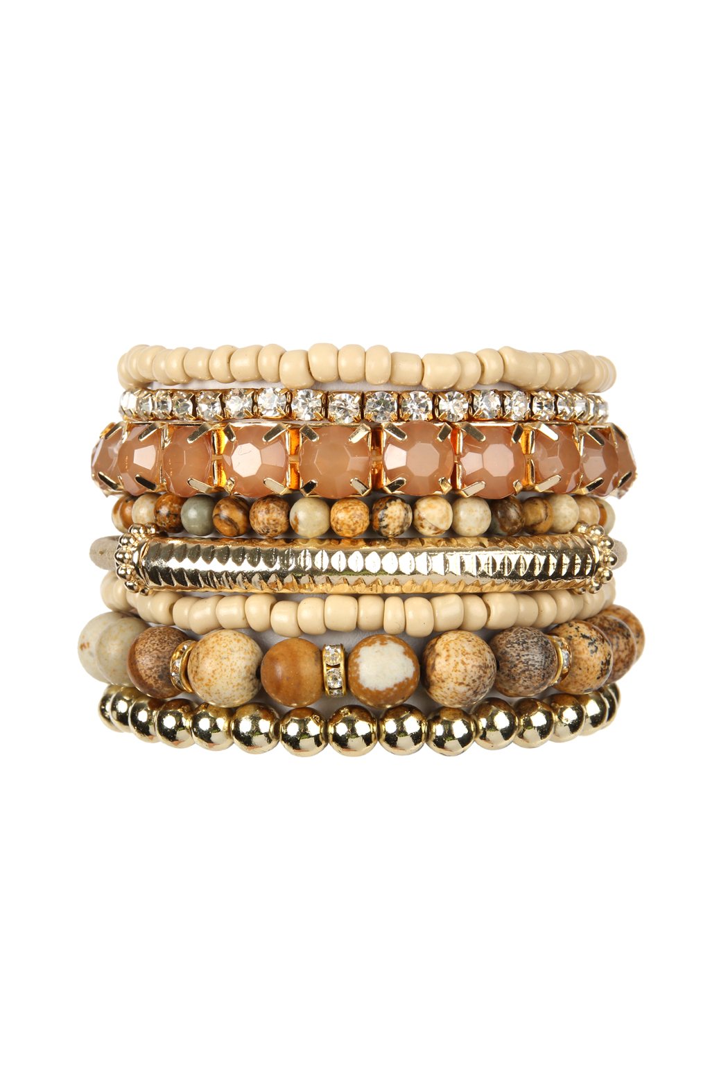 Hdb2269 - Plus Size Stackable Beads Bracelet Set - LOLA LUXE