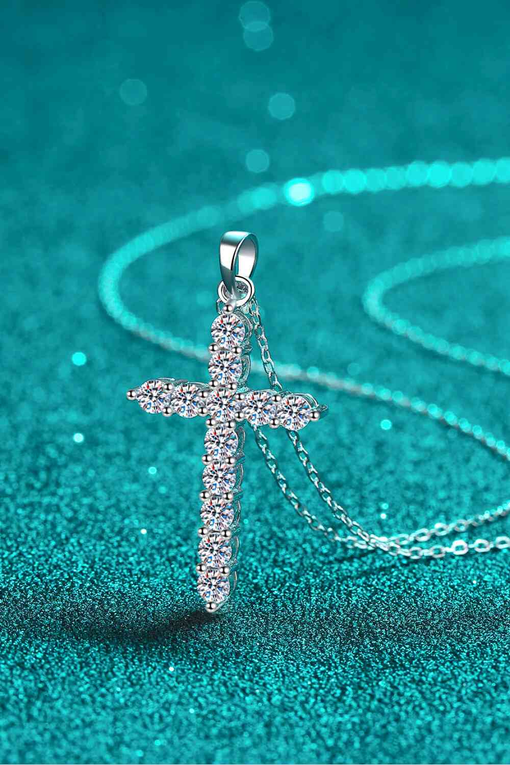 Adored 925 Sterling Silver Cross Moissanite Necklace - lolaluxeshop