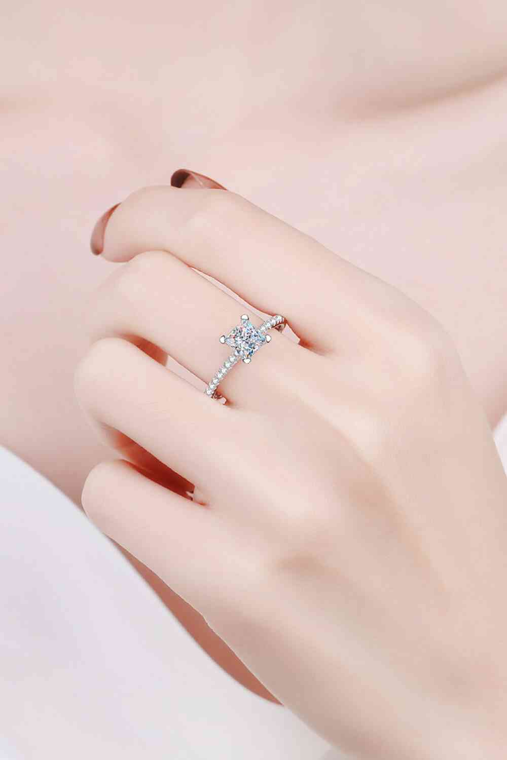 Rhodium-Plated 2 Carat Moissanite Four-Prong Ring - lolaluxeshop