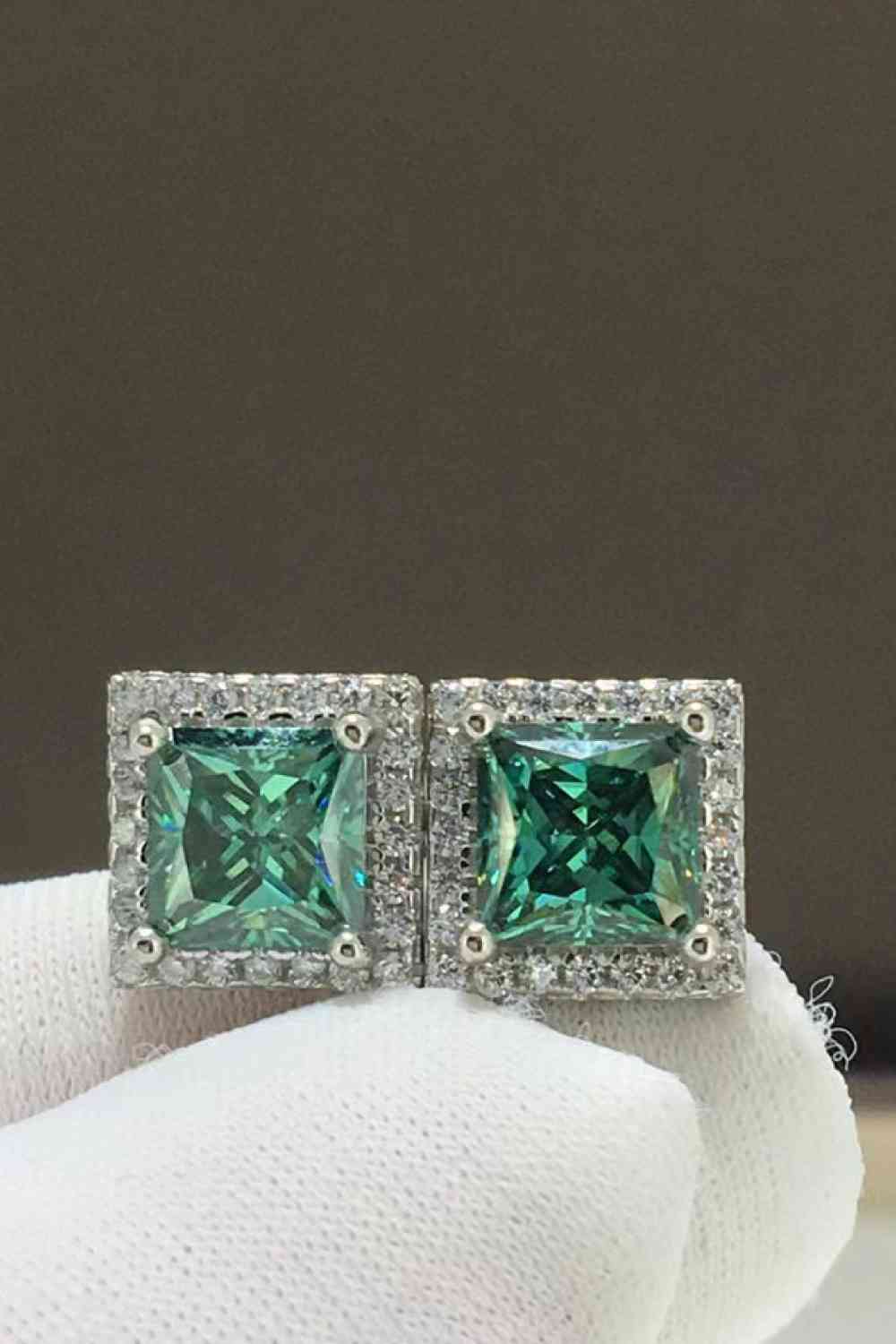 2 Carat Moissanite Square Stud Earrings - lolaluxeshop