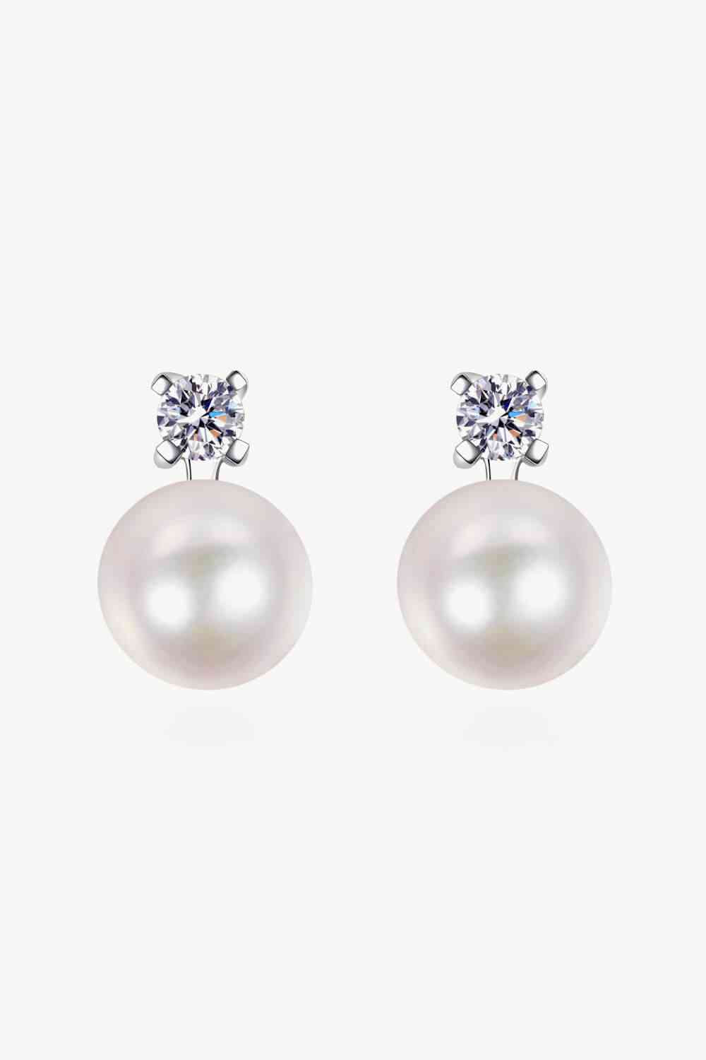 Moissanite Pearl Stud Earrings - lolaluxeshop