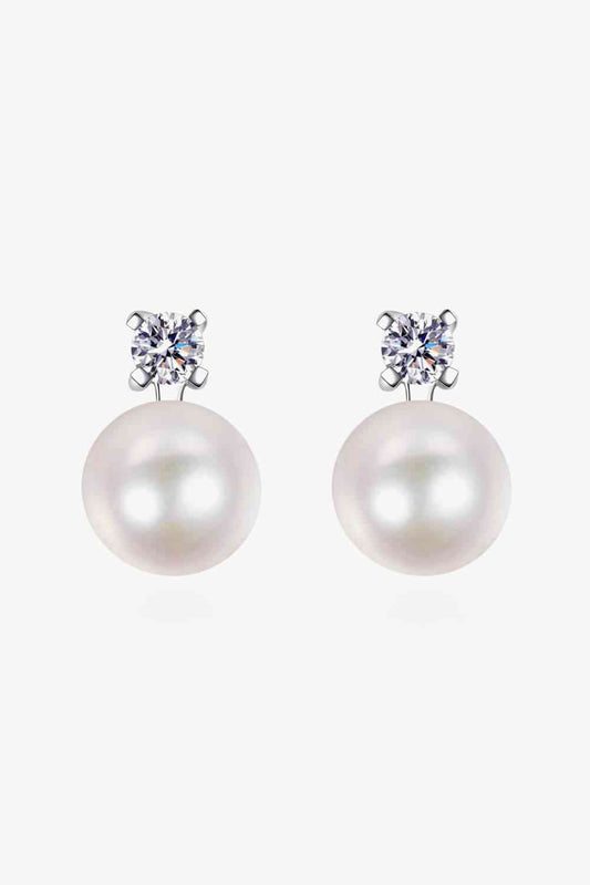 Moissanite Pearl Stud Earrings - lolaluxeshop