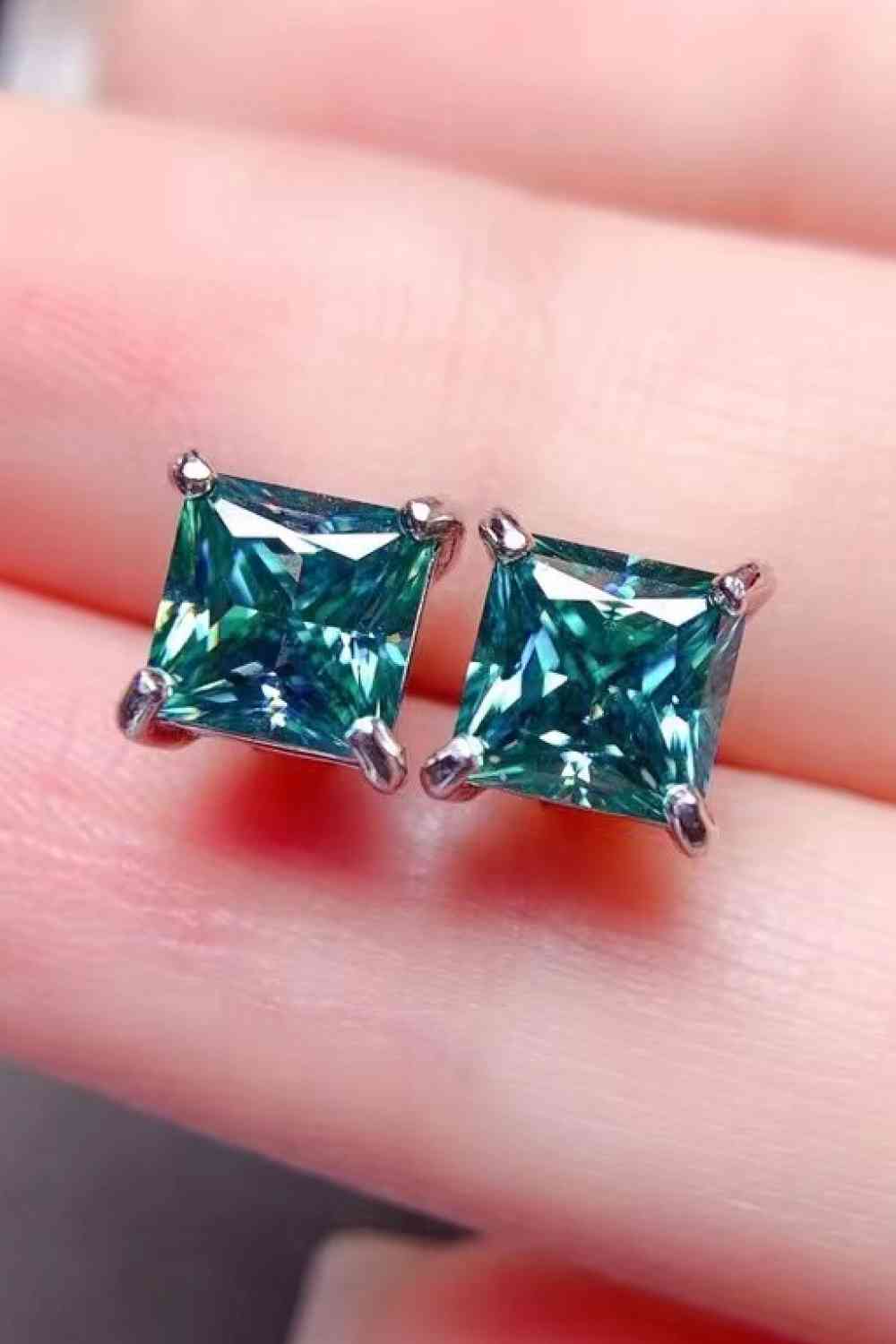 2 Carat Square Moissanite Four-Prong Earrings - lolaluxeshop